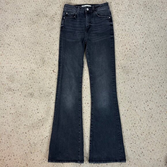 Zara High Waist Slim Flare Jeans Size 4 Medium Black Wash Women's - Picture 1 of 5